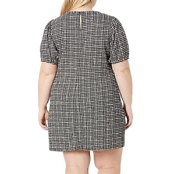 CITY CHIC Plus Size VANITY XS Little Miss Dress Black Checkered Plaid Mini Shift - Picture 4 of 12